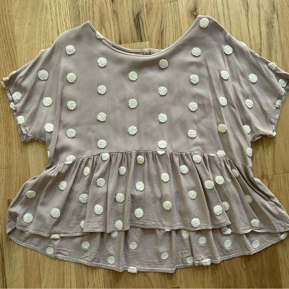 Swiss Dot Peplum Top - Picture 2 of 6